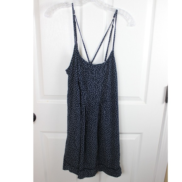 Abercrombie & Fitch Dresses & Skirts - Abercrombie Fitch Navy White Polka Dot Mini Dress Cami Straps Button Side Small